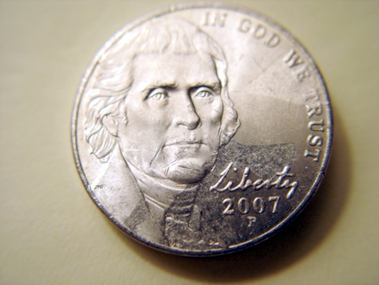 2007-P-Jefferson-Nickel,-Struck-Through-Grease